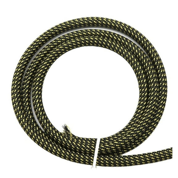 Black Gold Braid Sleeve High Density Sleeving Cable Wrap Sheath For Electric Cables