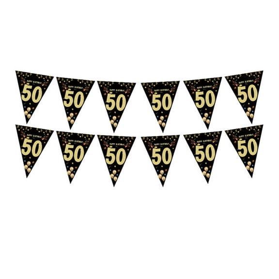 Black Gold Bunting Birthday Party Decoration Birthday Photography Accessories for Adult Teen Kids Birthday Celebration