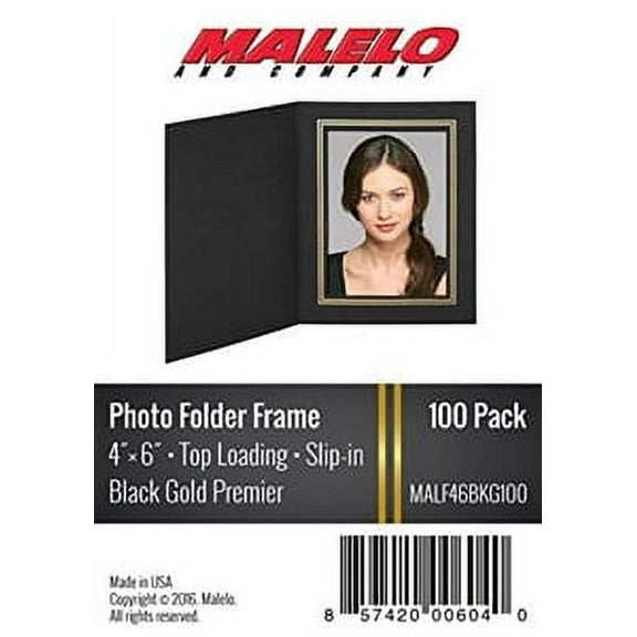 Black/Gold Cardboard Photo Folder Frame 4X6 - Pack of 100
