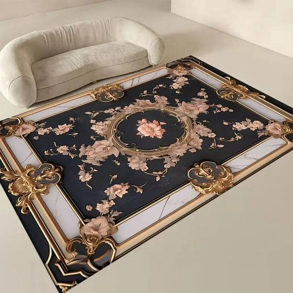 Black Gold Carpets for Living Room Luxury Decoration Large Area Room Rugs 160x230cm Washable Floor Mats for Sofa Coffee Tables