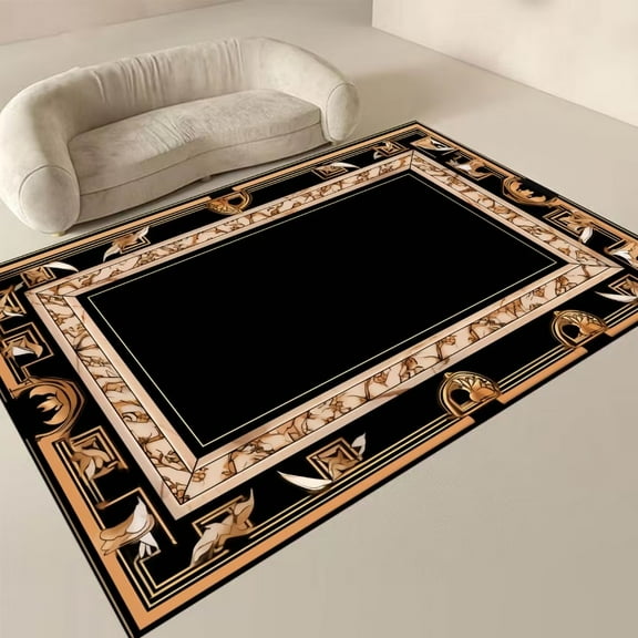 Black Gold Carpets for Living Room Luxury ration Large Area Room Rugs Washable Floor Mats for Sofa Coffee Tables