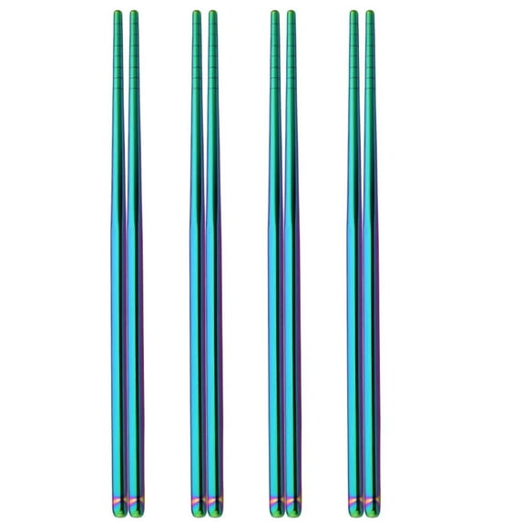 Black Gold Chopsticks Reusable Non-slip 4Pairs Chinese Chopsticks Stainless Steel Flatware Sushi Household Kitchen Tableware Set