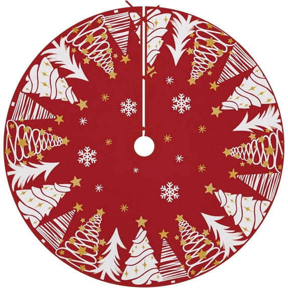 Black Gold Christmas Tree Skirt, 48 Inches Lace-up Golden Snowflake Xmas Tree Skirt, New Year 2026 Winter Holiday Party Indoor Decoration Home Decor