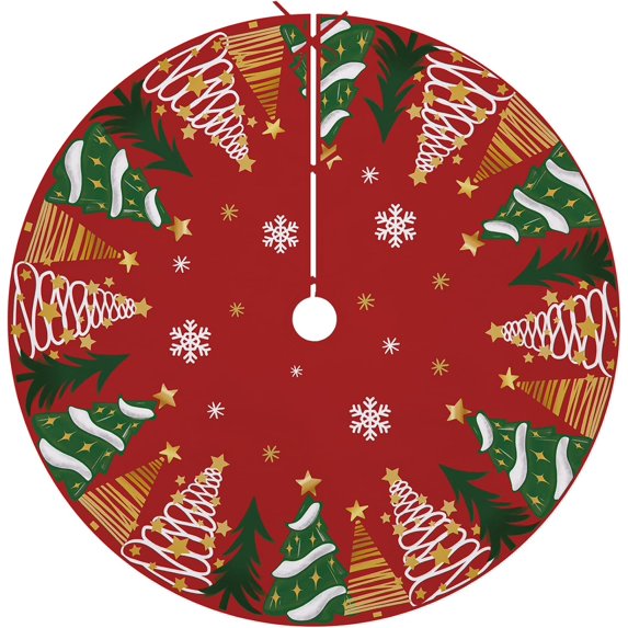 Black Gold Christmas Tree Skirt, 48 Inches Lace-up Golden Snowflake Xmas Tree Skirt, New Year 2026 Winter Holiday Party Indoor Decoration Home Decor