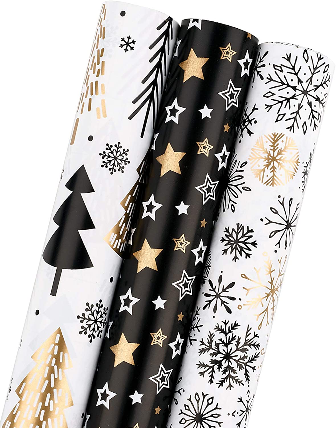 Black Gold Christmas Wrapping Paper Mini Roll - 17 inch X 120 inch