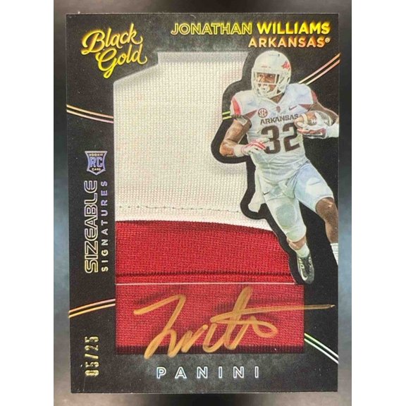 Black Gold Collegiate Jonathan Williams #25 Sizeable Signatures Jerseys Prime Autographed Jersey Panini Arkansas Razorba