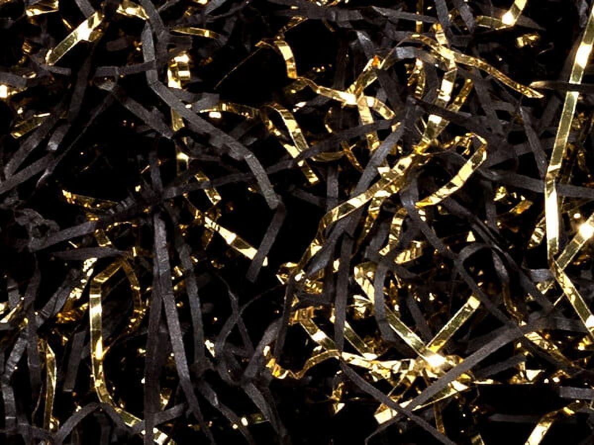 Black & Gold Cut / Shredded Paper Gift Box & Basket Crinkle Paper