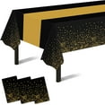 Black Gold Dot Tablecloths for Rectangle Tables 3 Pack 54' x 108