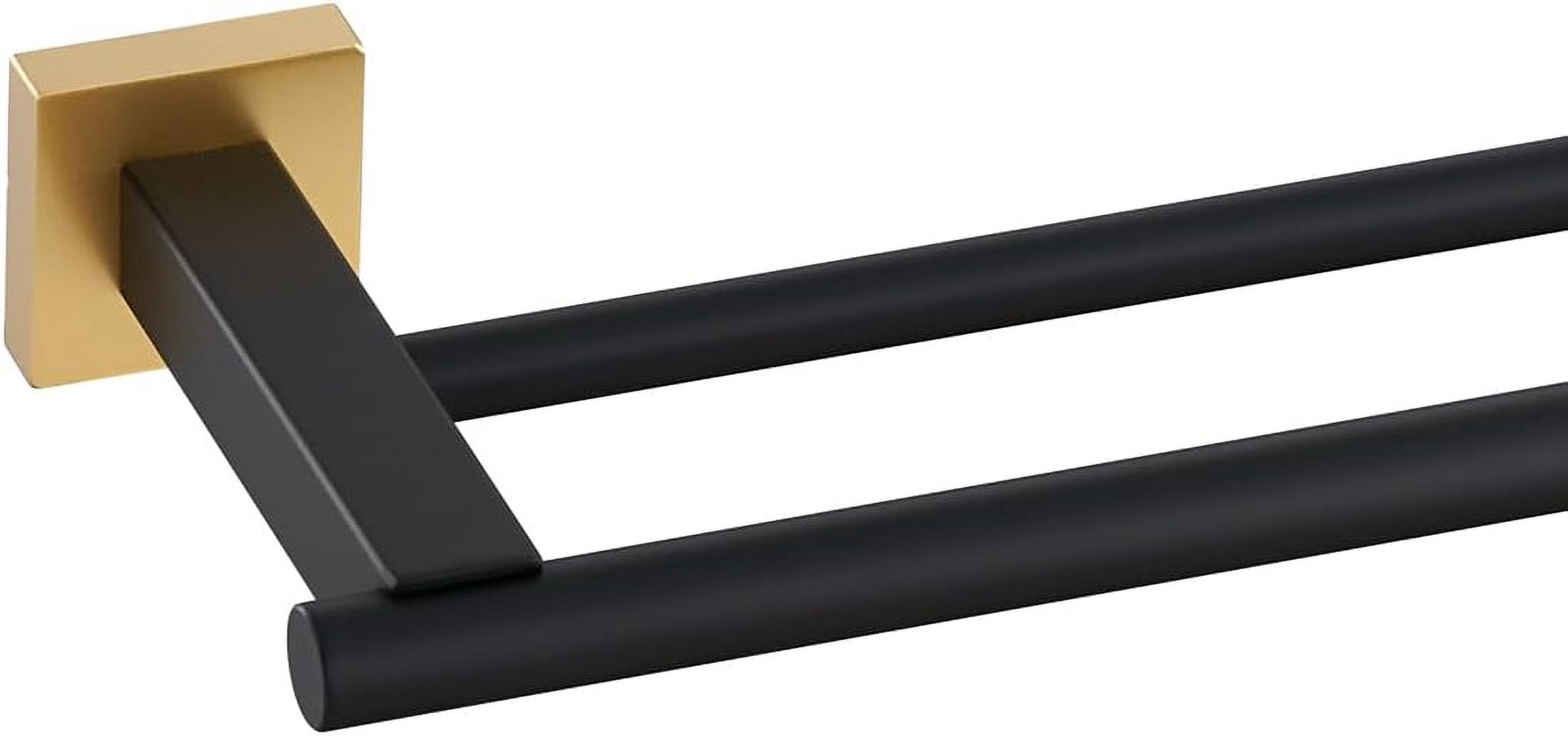 Black & Gold Double Bath Towel Bar, 36-Inch Stainless Steel Hand Towel ...