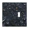 thumbnail image 1 of Black Gold Embossed Light Switch Cover Decorative Switch Plates and Outlet Covers Wall Plate for Electrical Kitchen Home Office Art Decor Standard Size, 1 of 4