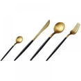 thumbnail image 1 of Black Gold Flatware,4 Piece Matte Black Handle 304 Stainless Steel Tableware Sets, 1 of 5