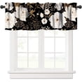 thumbnail image 1 of Black Gold Floral Valance, Retro Peony Rose Flowers Oriental Style Gothic Garden Blackout Short Window Treatments for Farmhouse Living Room Bedroom Kitchen, 54x18in, 1 of 5