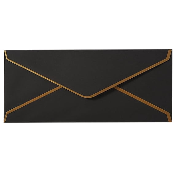 Black Gold Foil Border Envelope, Premium Business Envelope with Sealing Sticker Luxury Party Invitation Letter Envelope