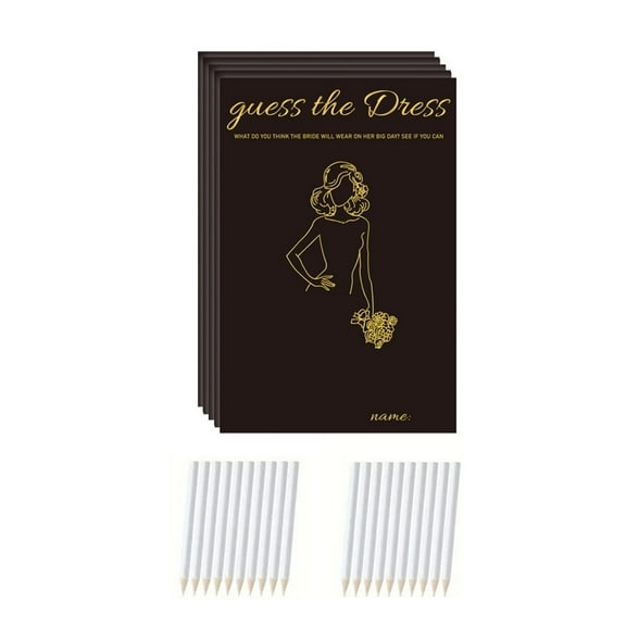 Black Gold Foil Bridal Shower Game Card Set With Smooth Writing White Pencils Set for Bridal Shower Party Gathering