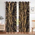 thumbnail image 1 of Black Gold Foil Curtains Shiny Metallic Art Tree Blackout Print Curtain Inspiration Tree Branch Room Darkening Curtains For Bedroom Living Room Kitchen Guest Room Decor 53"W x 63"L (Pack of 2), 1 of 6