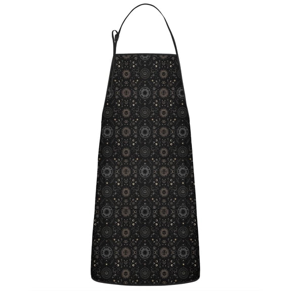 Black Gold Geometry Pattern Apron-Garden Aprons for Women with Pockets-Cotton Linen Waterproof Kitchen Cooking Gardening Aprons Adjustable for Kitchen,Cooking,BBQ and Salon 33x27 Inch