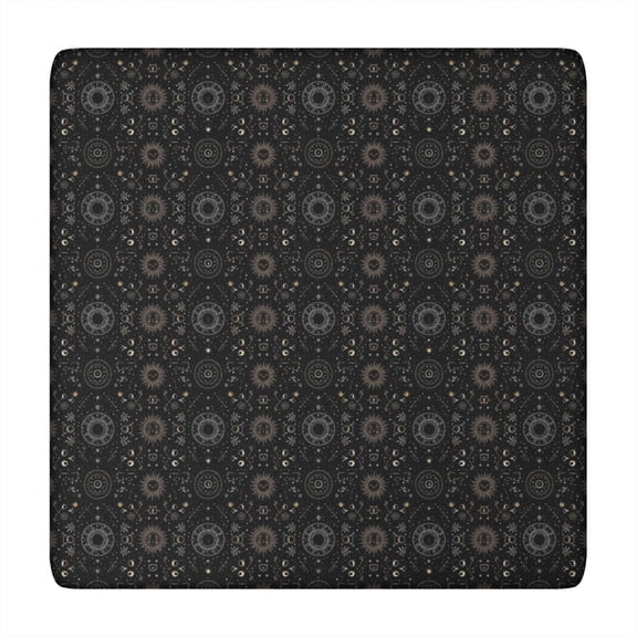Black Gold Geometry Pattern Square Fitted Tablecloth with Elastic Edge,Square Table Cover,Washable Elastic Table Cover for Home Kitchen Party Decor 34"x34"