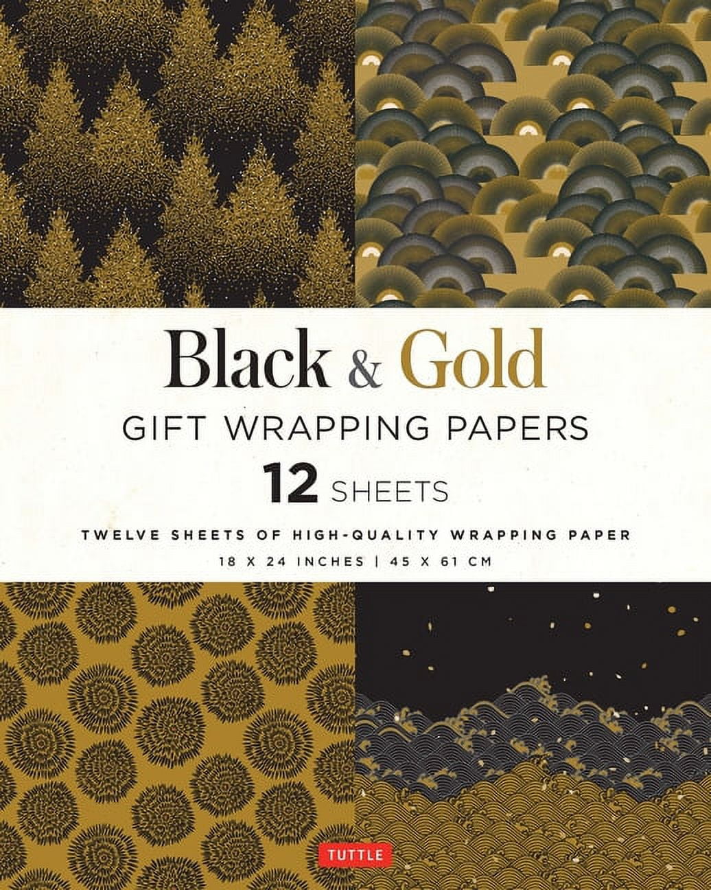 Black Christmas Wrapping Paper, Black and Gold Wrapping Paper