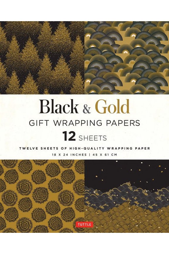 Black & Gold Gift Wrapping Papers - 12 Sheets: 18 X 24 Inch (45 X 61 CM) Wrapping Paper (Other)
