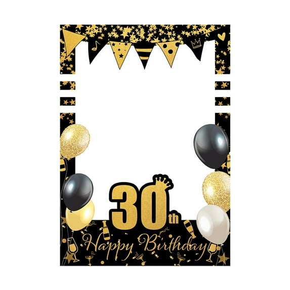 Black Gold Glitter 30th 40th 50th Birthday Party Photo Booth Props Photo Frame 18 21 30 40 50 Years Old Birthday Party Supplies (30 years Old)