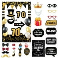 thumbnail image 1 of Black Gold Glitter Adult Birthday Photo Booth Props 18th 40th 50th 60th 70th Birthday Party Photobooth Props Anniversary Gift (70th), 1 of 7