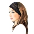 thumbnail image 1 of Black Gold Glitter Lace Headband Wide Stretchy Lace Boho Chic Head Band Hair Bands Wedding Vintage Super Wide Great Coverage ShariRose, 1 of 10