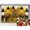 thumbnail image 1 of Black and Gold Glitter Party Photo Backdrop, Birthday Wedding Bridal Prom Graduation Balloons Party Decorations Photography Background Banner Photo Shoot Props New Year Cake Table Party Decor,6X4ft, 1 of 5