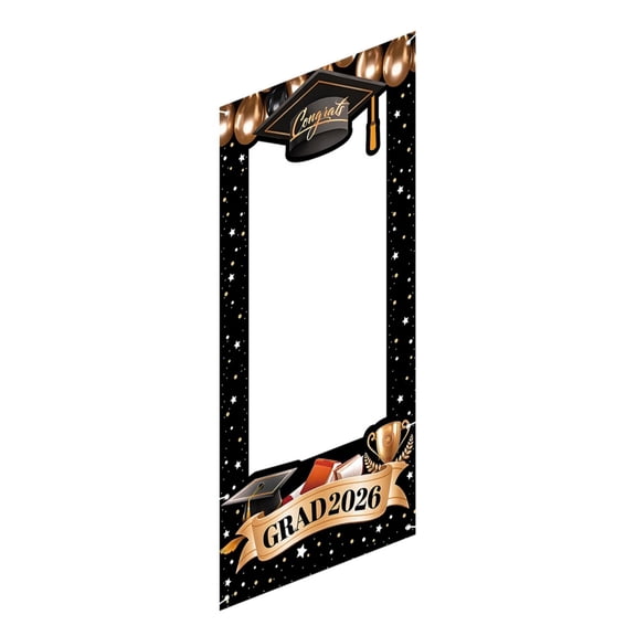 Black Gold Graduation Backdrop 2026 Banners With Star And Balloons Motifs Background For Photo Decorations 60X120CM
