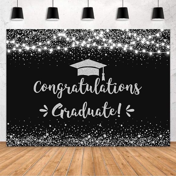 Black and Gold Graduation Backdrop Class of 2024 Graduation Party Decorations Congratulation Graduate Backdrop 2024 Congrats Grad Banner Prom Party Decoration Photo Booth Props