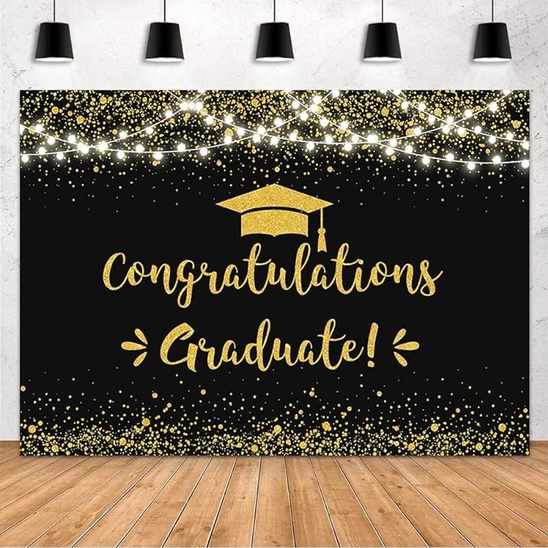 Black and Gold Graduation Backdrop Class of 2024 Graduation Party ...