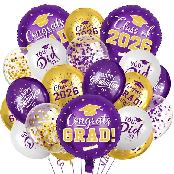 Black and Gold Graduation Balloons Graduation Decorations 2026, 51Pcs Grad Latex Balloons and Grad Foil Balloon with Confetti Ribbons Grad Party Decorations for College High School