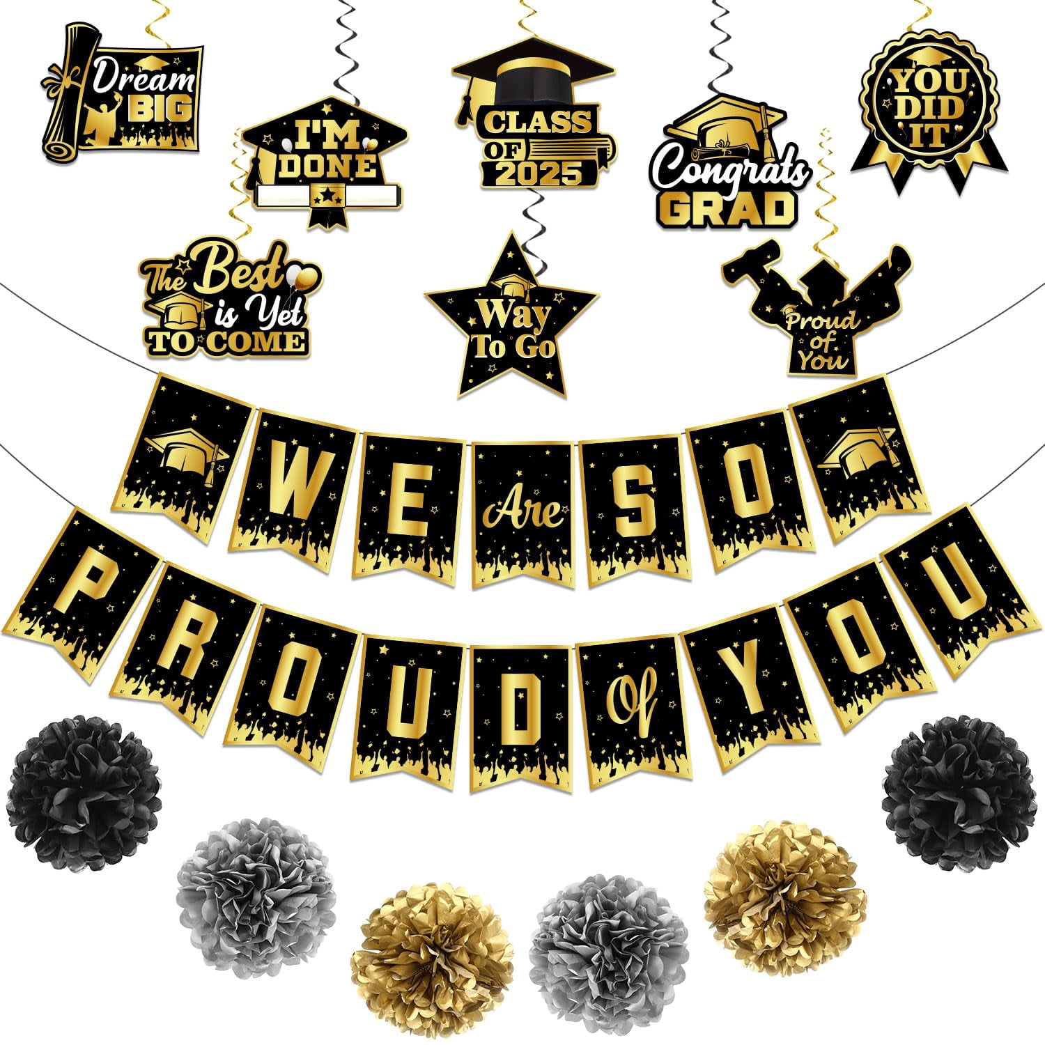 Black and Gold Graduation MMF7 Decorations 2025, We Are So Proud of You ...