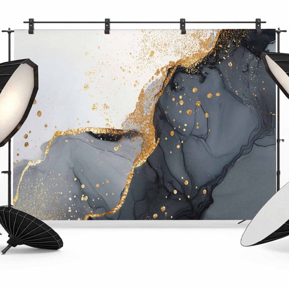 Black Gold Grey Marble Photography Backdrop 7x5FT, Texture Abstract Gradient Photo Backdrops, Background for Photography Studio Photo Studio Background, Back Drop for Photoshoot