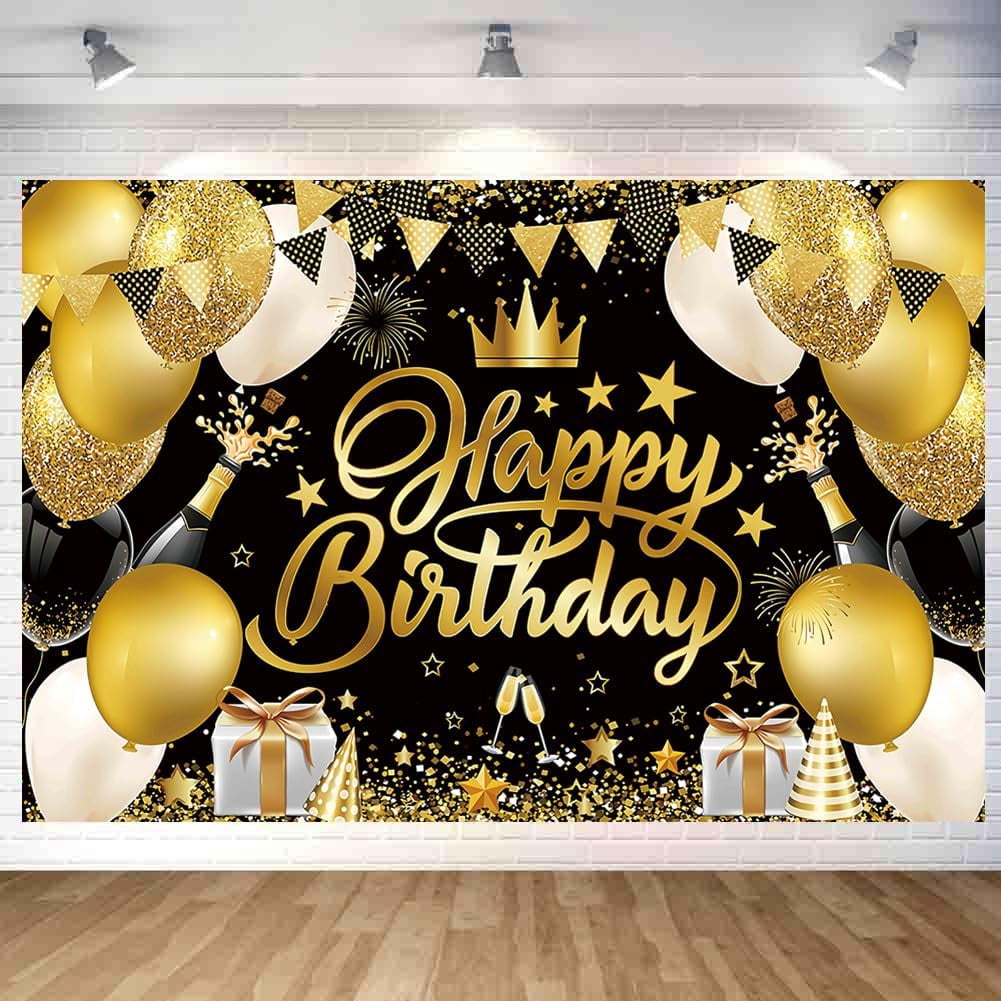 Avezano Black & Gold Happy Birthday Banner – Large 98” Yard Sign, Waterproof, With Rope For Indoor/Outdoor Party Decor - View #13