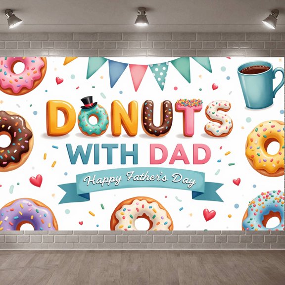 Black & Gold Happy Father's Day Banner Formal Suit Design Dad Celebration Backdrop Striped Tie Golden Star Decor Father's Day Background for Father's Day Celebration Family Dinner Home Party