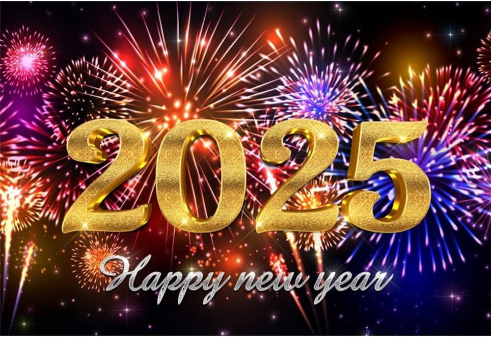 Black Gold Happy New Year Backdrop 2025 Kiss Me at Midnight Photography ...