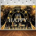 Black and Gold Happy New Year Backdrop Countdown Party Hello 2025 Gold
