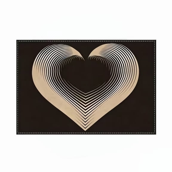 Black Gold Heart Stripe Textured Linen Placemat, Stain-Resistant Heat-Insulating Table Mat, Modern Dining Table Decor, Holiday Party Dinner Placemat, Home Table Cover, Gift Home Decor