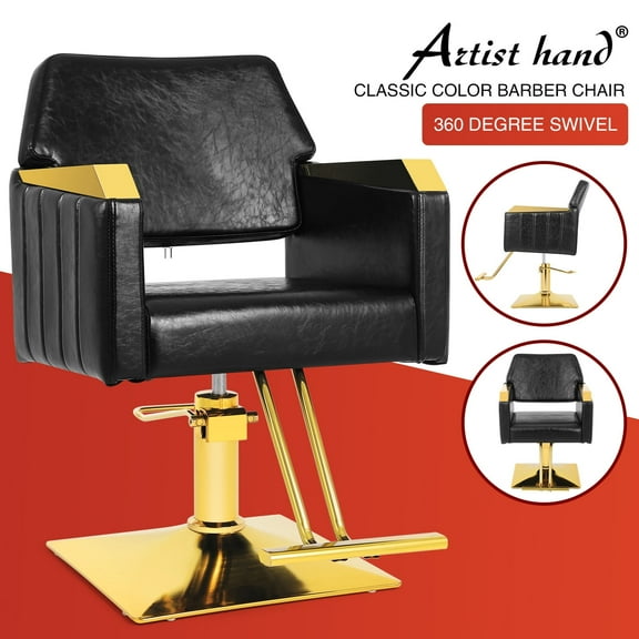 Black & Gold Heavy Duty Hydraulic Stylist Barber Chair Hair Styling Beauty Salon Equipment