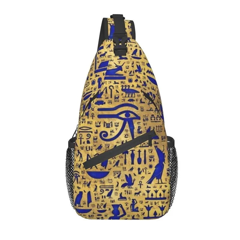 Black Gold Hieroglyphics Sling Crossbody Chest Bag Men Cool Ancient ...