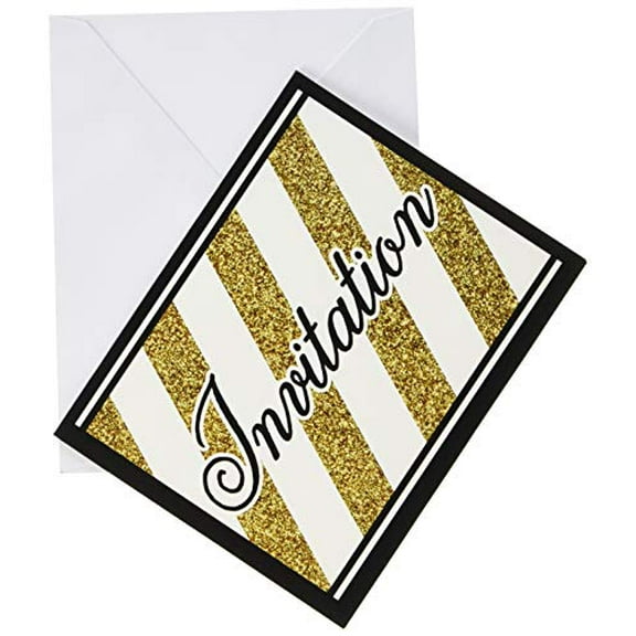 Creative Converting 318097 Black & Gold Invitations, One Size, Multicolor
