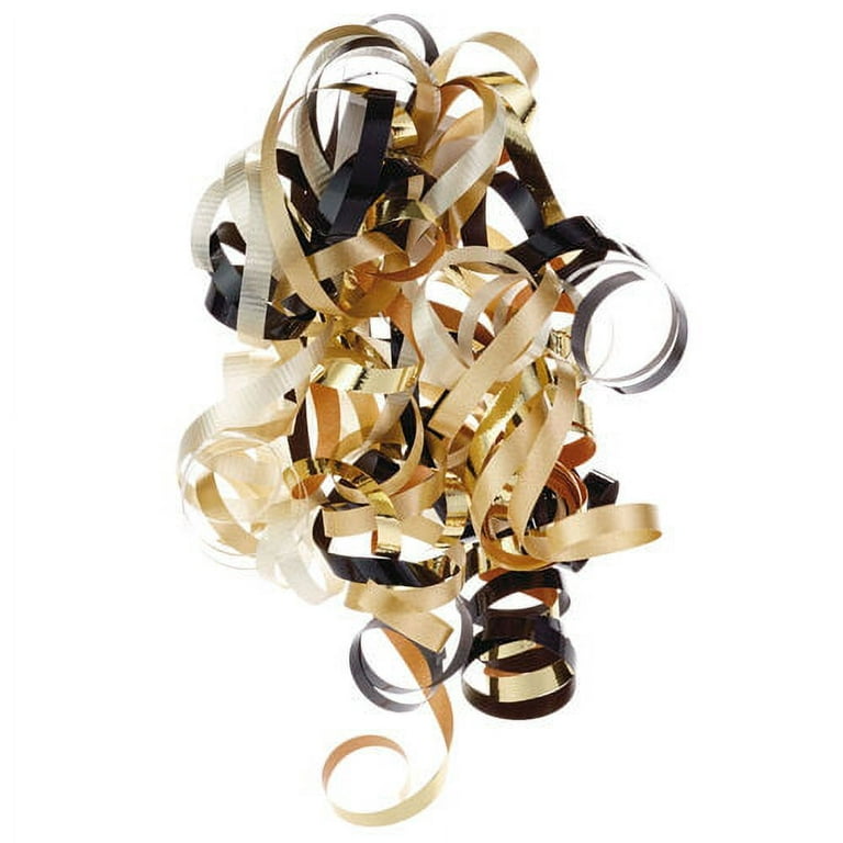 Black/Gold/Ivory Curly Ribbon Gift Bow, 6.5