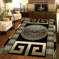 thumbnail image 1 of Black Gold Key Area Rug, Modern Distressed Geometric Texture Soft Breathable Living Room Rug, Easy To Clean Decor Rug, Non-Slip Washable Rugs, For Bedroom Office Entrance 3 x 5ft, 1 of 6