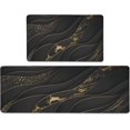 thumbnail image 1 of Black Gold Kitchen Rugs Set of 2 Anti-Fatigue 0.4 Inch Thick Abstract Kitchen Floor Mats Luxury Elegant Non Slip Waterproof Comfort PVC Mat Decor for Sink Laundry 17.3 x 28+17.3 x 47 Inches, 1 of 6