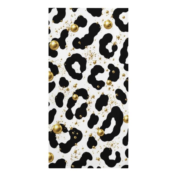 Black Gold Leopard Spot Pattern Microfiber Beach Towel Absorbent Compact Towels for Swimming Pool Beach Travel Things for Vacation Essentials Adult Gift,61.4×30.3Inch