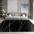 thumbnail image 1 of Black Gold Light Luxury Crack Area Rugs Simple Marble Washable Carpet Indoor Non Slip Machine Breathable Durable Front Entrance Floor Decor 5x6 Non-slip Soft Living Room Bedroom, 1 of 5