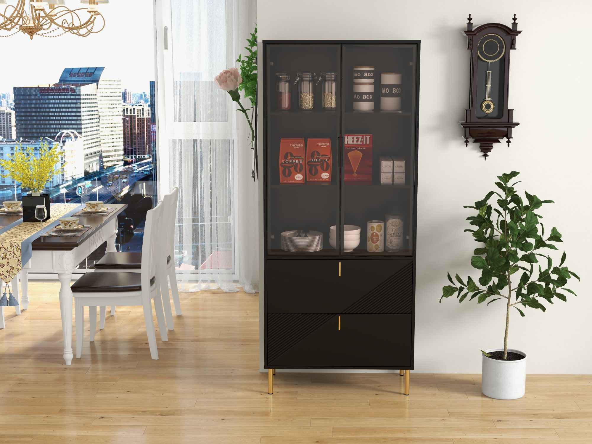 Black and Gold Lightweight Multifunctional Storage with Two