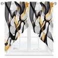 thumbnail image 1 of Black Gold Line Swag Curtain Valance for Windows, Street Art Window Treatments Short Swag Topper for Kitchen Windows Bathroom Bedroom, 36"x45", 1 of 8