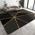 thumbnail image 1 of Black Gold Lines Stitching Geometry Area Rugs Modern Abstract Art Washable Carpet Indoor Non Slip Machine Breathable Durable Front Entrance Floor Decor 5x7 Non-slip Soft Living, 1 of 5