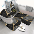 thumbnail image 1 of Black & Gold Marble 3-Piece Bath Rug Set, Non-Slip Polyester Bathroom Mats, Luxury Washable Low-Pile Rugs with Toilet Lid Cover & U-Shaped Mat for Modern Bathroom Decor, 1 of 5